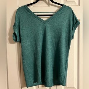 Bobeau S teal green short sleeved top